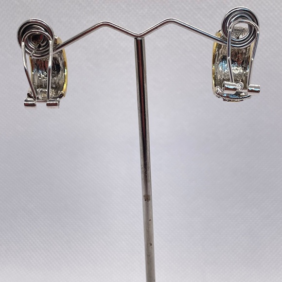 Beautiful gold and silver tone hoops. Gold circular design with one piece clasp. - Picture 5 of 12